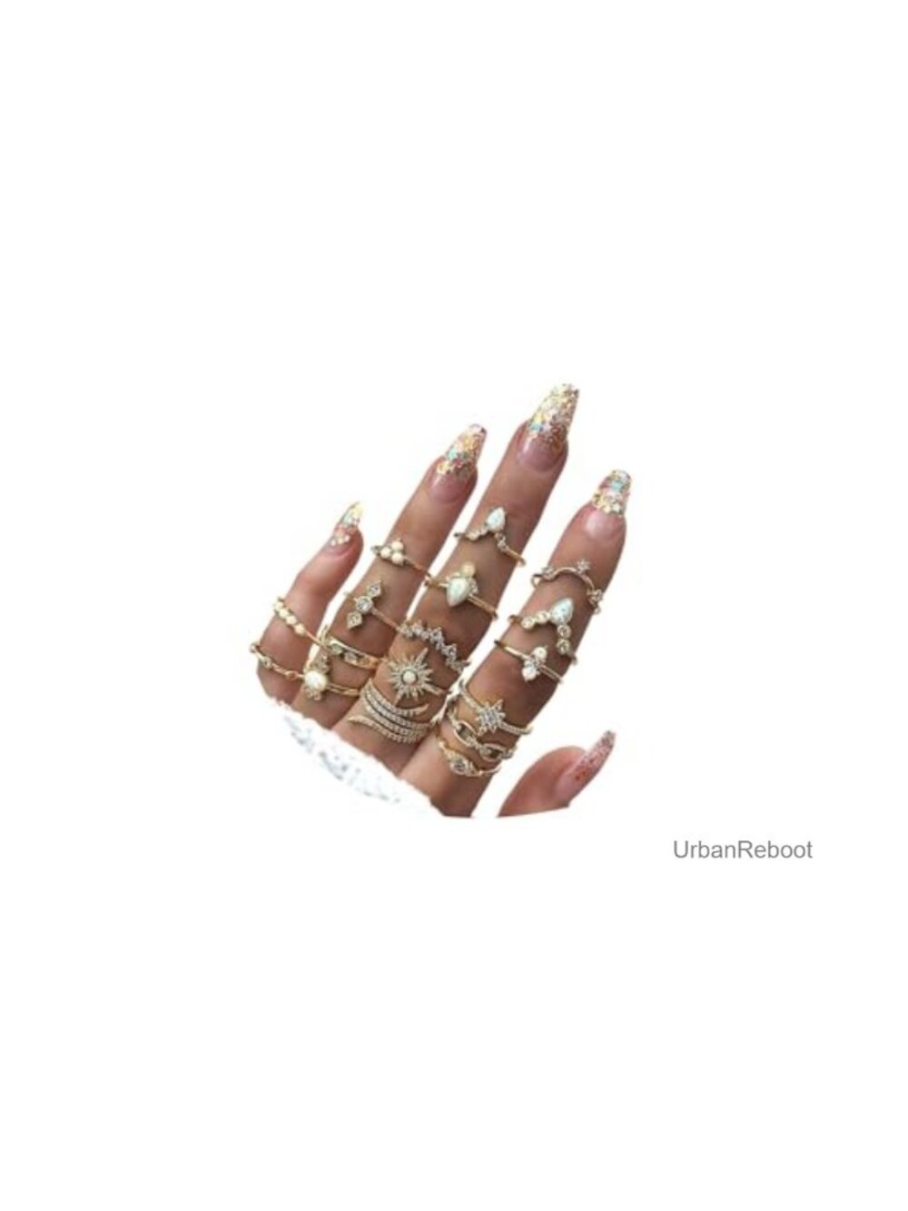 Vitaltyextracts Boho Stackable Rhinestone Gold Knuckle Ring Set